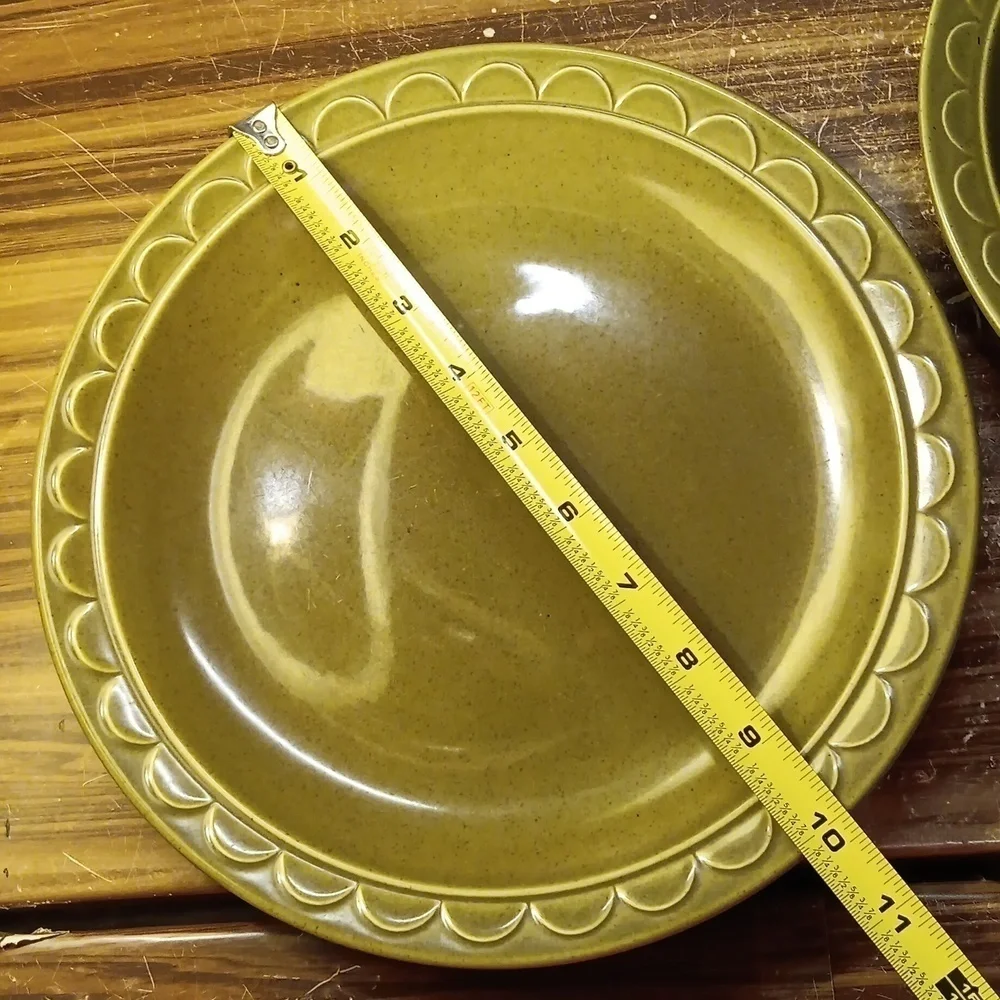 Vintage 1970s mcm retro Homer Laughlin Sheffield Grenada green bowl and plates
